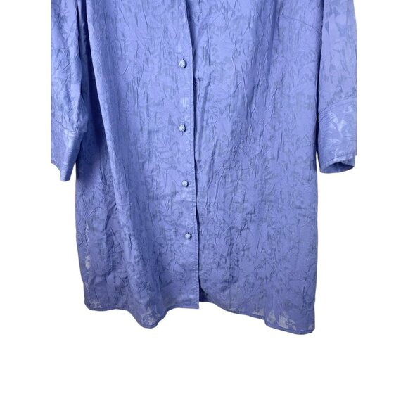 Soft Surroundings Long Tunic Button Front Floral Embossed Blue - Picture 4 of 11
